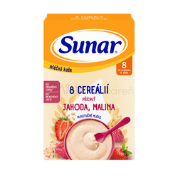 Sunar Mliečna kaša 8 cereálií Jahoda, malina (od ukončeného 8. mesiaca)