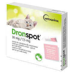 Dronspot 30 mg/7,5 mg Spot-on na odčervenie pre malé mačky (≥0,5 - 2,5 kg)