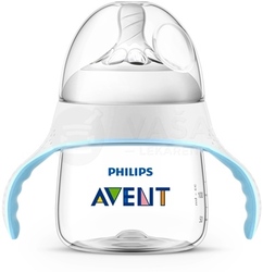 AVENT Natural PP fľaša na učenie s cumlíkom so stredným prietokom a držadlami (4+ mesiace)