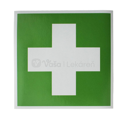 Panacea Nálepka na lekárničku Biely kríž v zelenom poli (10 x 10 cm)
