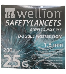 Wellion Safetylancets 25G Bezpečnostné lancety (hĺbka vpichu 1,8 mm)