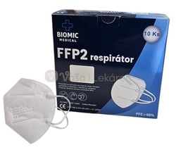 Biomic FFP2 Jednorazový respirátor NR D bez ventilu (biely)