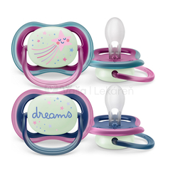 AVENT Ultra Air Night Nočný silikónový cumlík na utišovanie pre dievča (6-18 mesiacov)