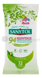 Sanytol Dezinfekcia Univerzálne čistiace utierky 94% rastlinného pôvodu Eukalyptus & mäta
