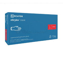 Mercator Rukavice nesterilné, nitrilové, nepúdrované, veľkosť L (modré)