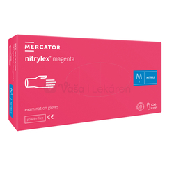Mercator Rukavice nesterilné, nitrilové, nepúdrované, veľkosť M (magenta)