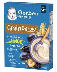 Gerber for Baby Nemliečna kaša Na dobrú noc Pšenično-ovsená Slivka (od ukončeného 6. mesiaca)