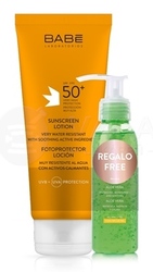 Babé Slnko Mlieko na opaľovanie SPF50 + Aloe vera gél (Set)
