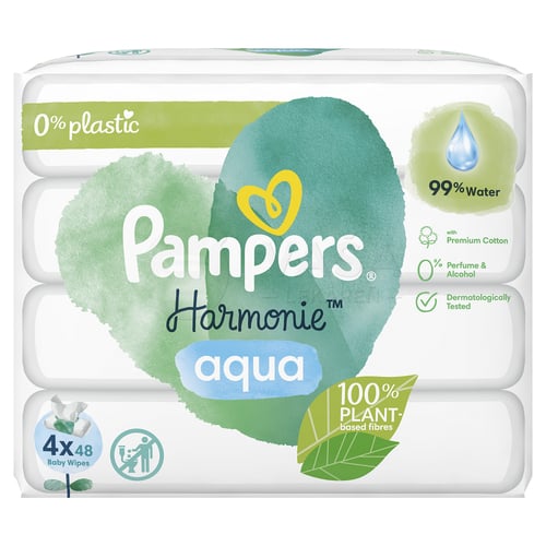 Pampers Harmonie Aqua Vlhčené obrúsky (4 balenia)