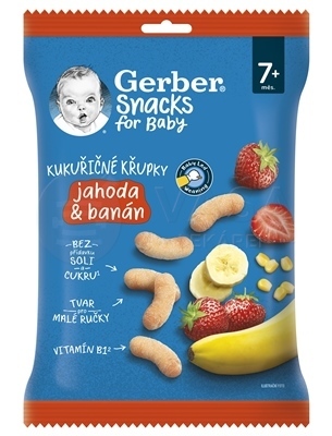 Gerber Snacks Kukuričné chrumky Jahoda a banán (od ukončeného 7. mesiaca)
