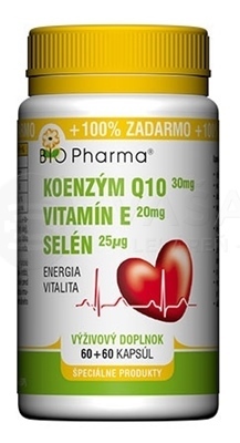 BIO Pharma Koenzým Q10 30mg + Vitamín E 20mg + Selén 25 mcg