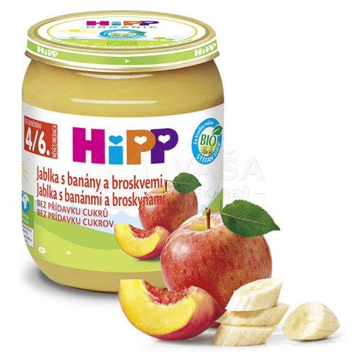 HiPP Príkrm Jablká, banány a broskyne (od ukončeného 4. mesiaca)