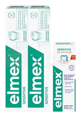 Elmex Sensitive Zubná pasta Duopack + ústna voda (Výhodný set)