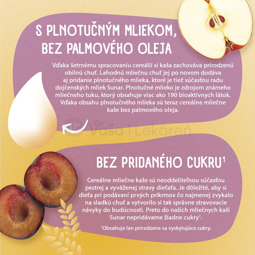 Sunar Mliečna kaša 8 cereálií Slivka, jablko (od ukončeného 6. mesiaca)
