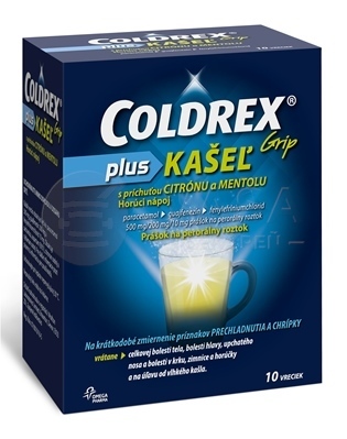 Coldrex Grip Plus Kašeľ Horúci nápoj Citrón a mentol