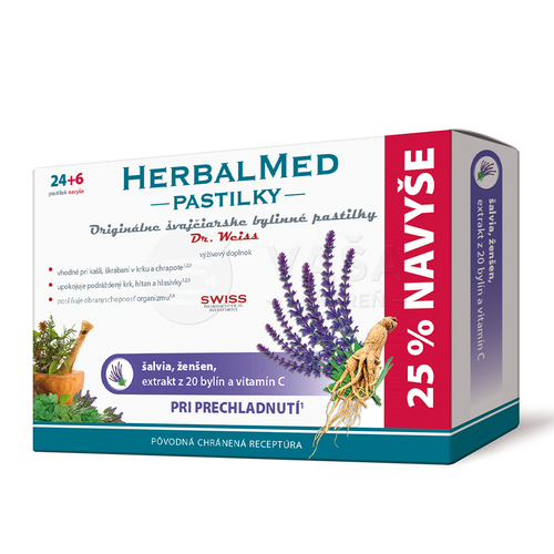 Dr. Weiss Herbalmed Pastilky (šalvia, ženšen, 20 bylín, vitamín C)