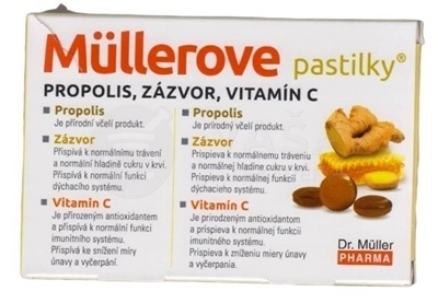 Müllerove pastilky s propolisom, zázvorom a vitamínom C