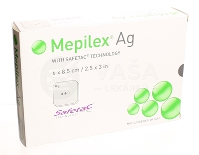 Mepilex Ag Obväz na rany mäkký, silikónový, bakteriostatický (6 x 8,5 cm)