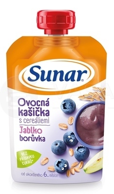 Sunar Ovocná kašička s cereáliami Jablko, čučoriedka (od ukončeného 6. mesiaca)