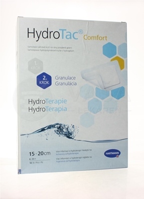 HydroTac Comfort Krytie na rany penové hydropolymérové impregnované gélom samolepiace (15 x 20 cm)
