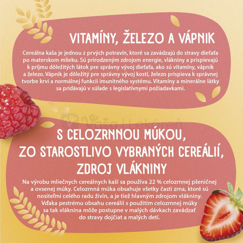 Sunar Mliečna kaša 8 cereálií Jahoda, malina (od ukončeného 8. mesiaca)