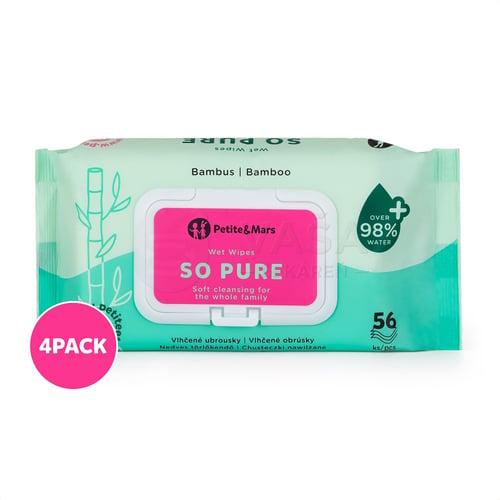 Petite&amp;Mars So Pure Vlhčené bambusové bioodbúrateľné obrúsky (4 pack)