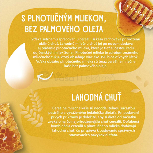Sunar Mliečna kaša krupicová Na dobrú noc Medová (od ukončeného 6. mesiaca)