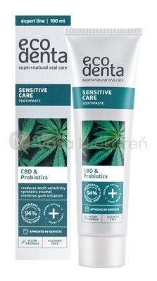 EcoDenta Sensitive Care CBD &amp; Probiotics Zubná pasta na citlivé zuby
