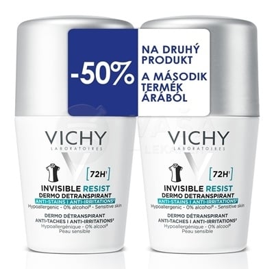 Vichy Invisible Resist 72H Roll-on detranspirant proti zápachu (Výhodné duo balenie)