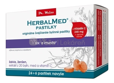 Dr. Weiss Herbalmed Pastilky (šalvia, ženšen, 20 bylín, vitamín C)