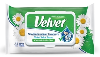 Velvet Camomile &amp; Aloe vera Vlhčený toaletný papier