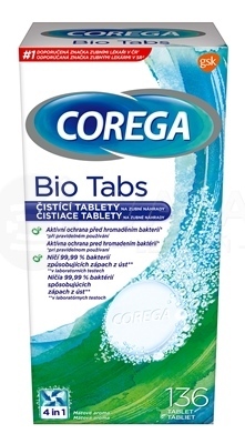 Corega Bio Tabs Antibakteriálne čistiace tablety  na zubné protézy