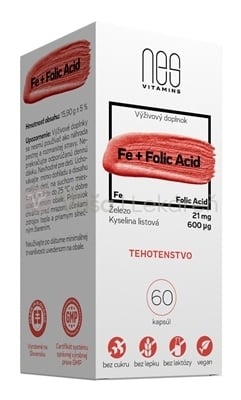 NesVitamins Železo 21 mg + Kyselina listová 600 mcg