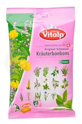Vitalp Kräuterbonbons Šalvia Švajčiarske bylinné cukríky