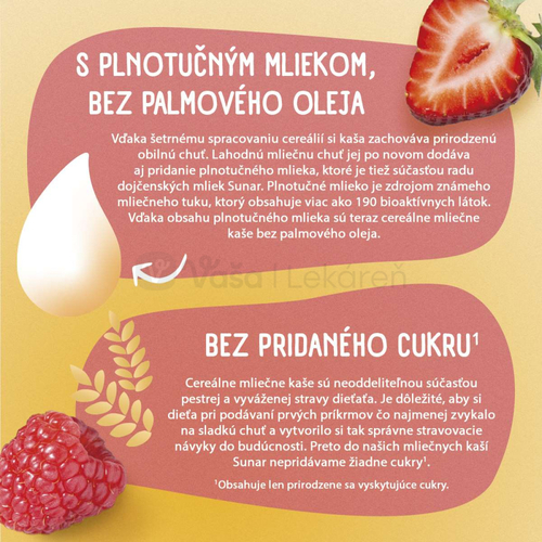 Sunar Mliečna kaša 8 cereálií Jahoda, malina (od ukončeného 8. mesiaca)