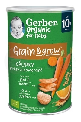 Gerber Organic BIO Chrumky Pšenično-ovsené s mrkvou a pomarančom (od ukončeného 10. mesiaca)