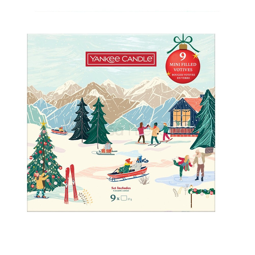 Yankee Candle Vianočná darčeková sada 9 sklenených votívnych sviečok