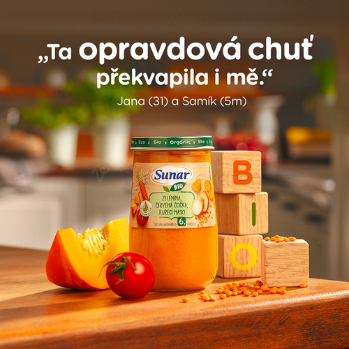 Sunar BIO Príkrm Zemiaky, hrášok, morská šťuka, olivový olej (od ukončeného 6. mesiaca)