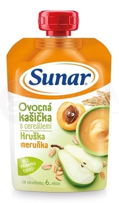 Sunar Ovocná kašička s cereáliami Hruška, marhuľa (od ukončeného 6. mesiaca)