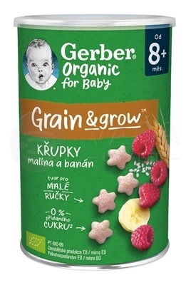 Gerber Organic BIO Chrumky Ryžovo-pšeničné s malinami a banánom (od ukončeného 8. mesiaca)