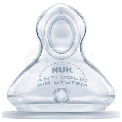NUK FC+ Silikónový cumlík na fľašu, antikolikový, otvor na mlieko &quot;S&quot;, veľkosť 1 (0-6 mesiacov)