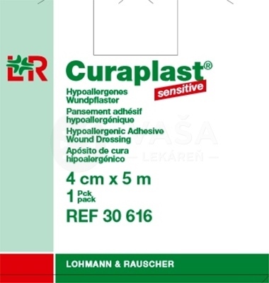 Curaplast Sensitive Rýchloobväz na rany  v dávkovacej škatuli (rolka 4 cm x 5 m)