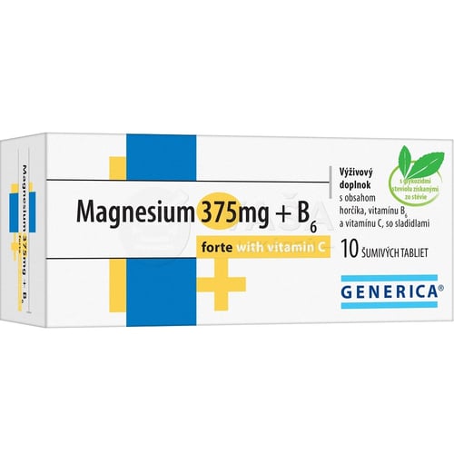 GENERICA Magnesium 375 mg + B6 forte s vitamínom C