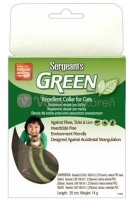 Sergeant&#039;s GREEN obojok pre mačky