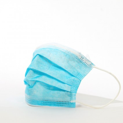 Ochranné jednorazové rúško z netkaného materiálu s gumičkou, 3-vrstvové, modré