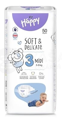 Bella Baby Happy Soft&amp;Delicate 3 Midi Detské plienky (5-9 kg)