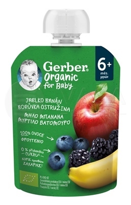 Gerber Organic BIO Kapsička Jablko, banán, čučoriedka (od ukončeného 6. mesiaca)
