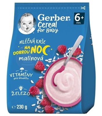 Gerber Cereal Mliečna kaša Dobrú noc Malinová (od ukončeného 6. mesiaca)