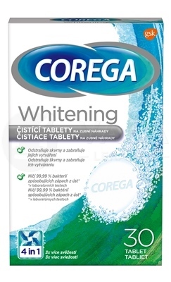 Corega Whitening Čistiace tablety na zubné protézy