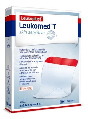 Leukoplast Leukomed T Skin Sensitive Filmové krytie fixačné, transparentné (8 x 10 cm)